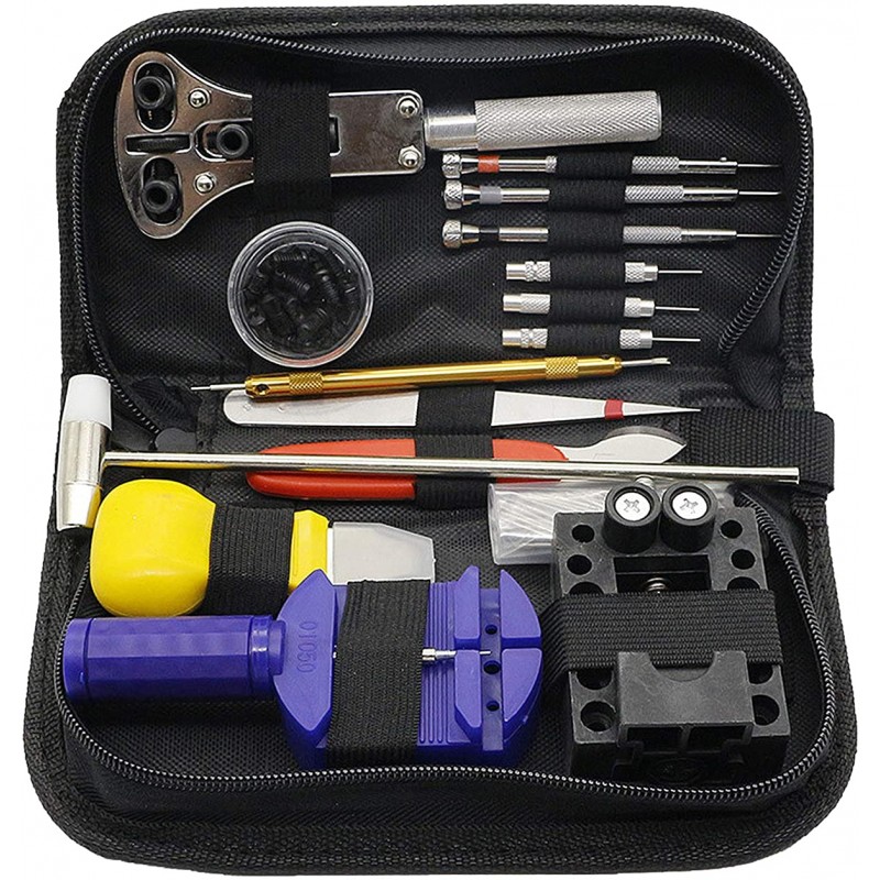 Kits D'outils De Réparation De Montres, Kits D'horlogerie D'auto-Assistance  19 Pièces avec étui De Transport, pour Changer Le Bracelet Et Ouvrir Le