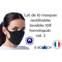PACK de 10 MASQUES RÉUTILISABLES HOMOLOGUÉS 0.19€/utilisation