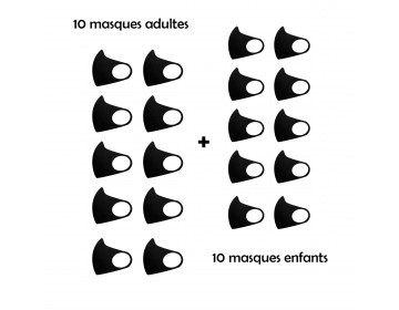 PACK FAMILLE DE 20 MASQUES CONFORT 10 LAVAGES- 0.19€/UTILISATION